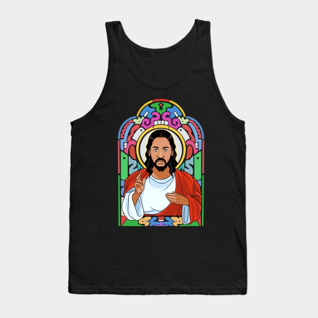 Black Jesus Christ Our Lord and Savior Praise God Tank Top by Noseking